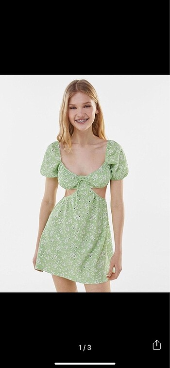 bershka yesil elbise