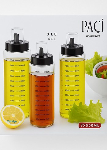 Diğer 3'lü 500 ml cam yağlık ve sos seti