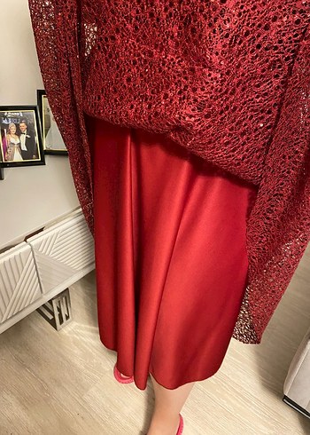 Bordo Simli Midi Bohem Uzun Elbise - Görsel 5