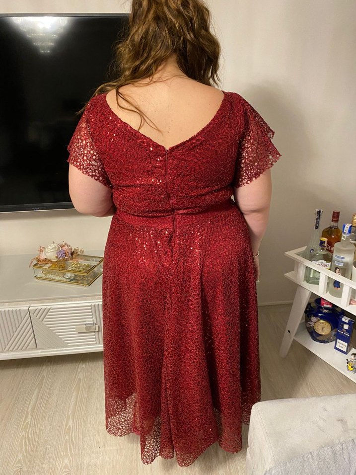 Bordo Simli Midi Bohem Uzun Elbise - Görsel 4