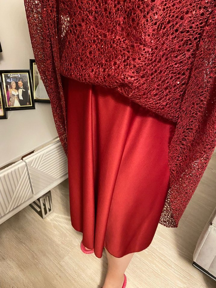 Bordo Simli Midi Bohem Uzun Elbise - Görsel 5