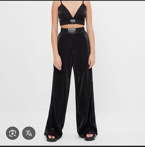 Bershka yandan düğmeli pantolon büstiyer takım