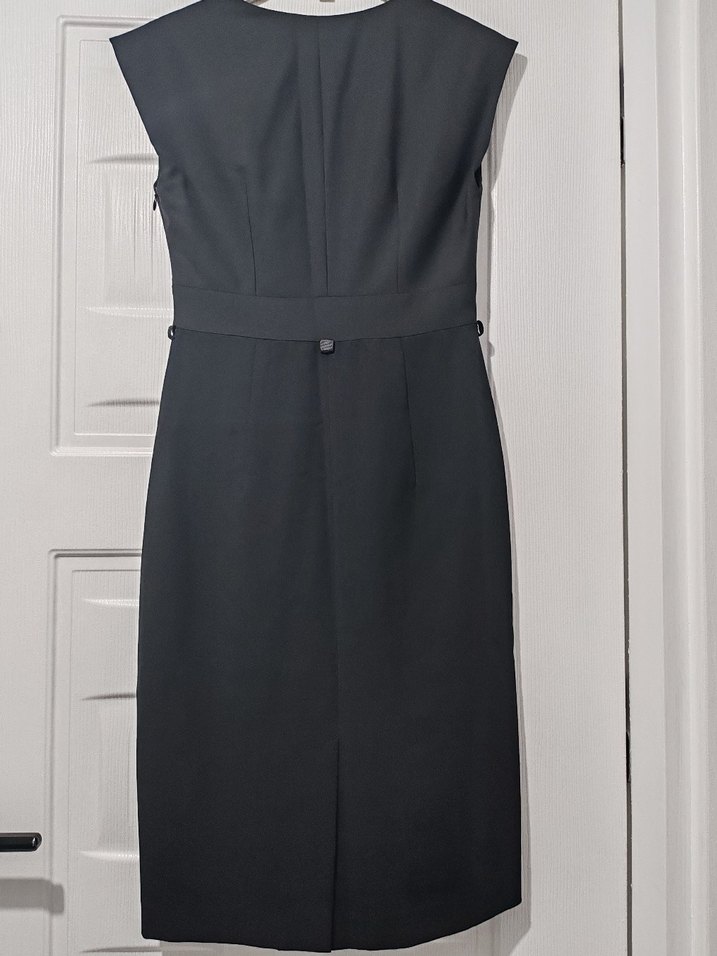 Siyah V Yakalı Kemerli Uzun Elbise - Görsel 5