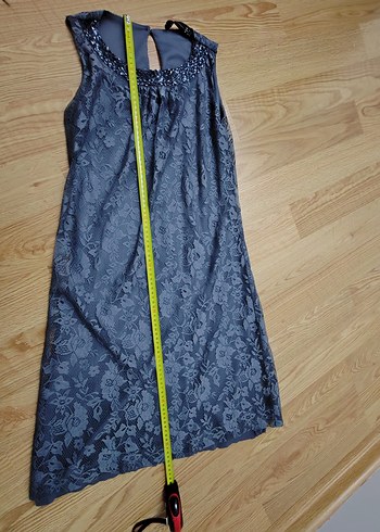 Dantel Detaylı Gri Uzun Abiye Elbise - Görsel 6