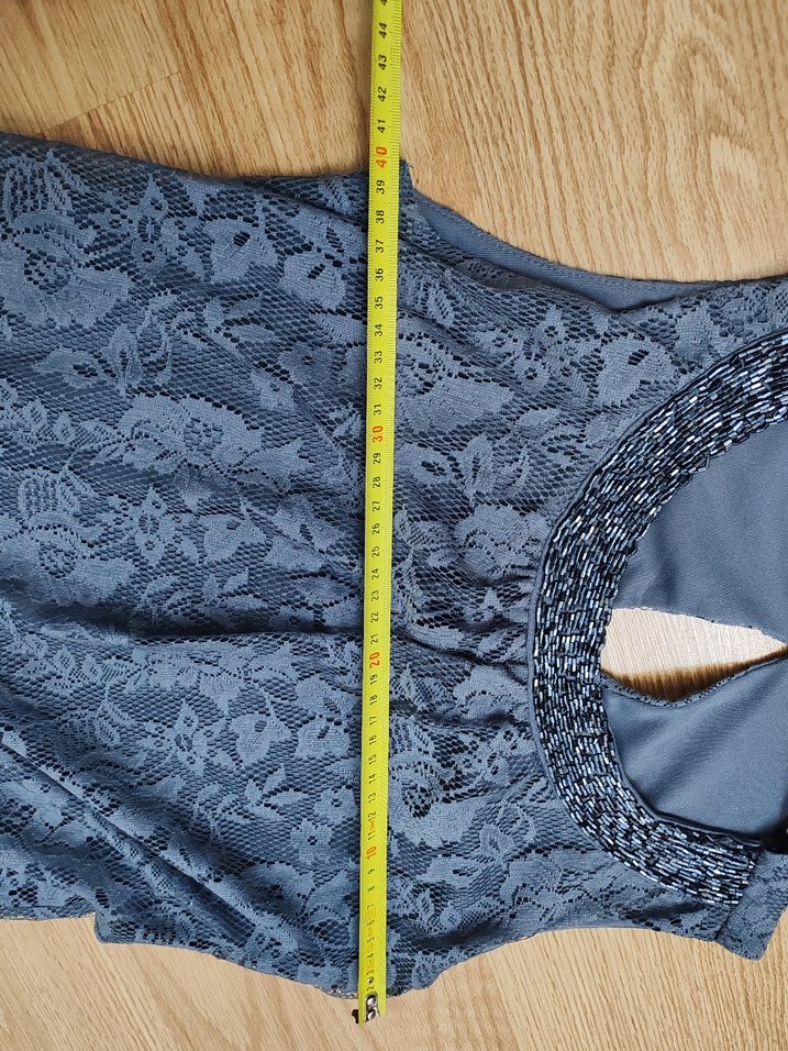 Dantel Detaylı Gri Uzun Abiye Elbise - Görsel 5