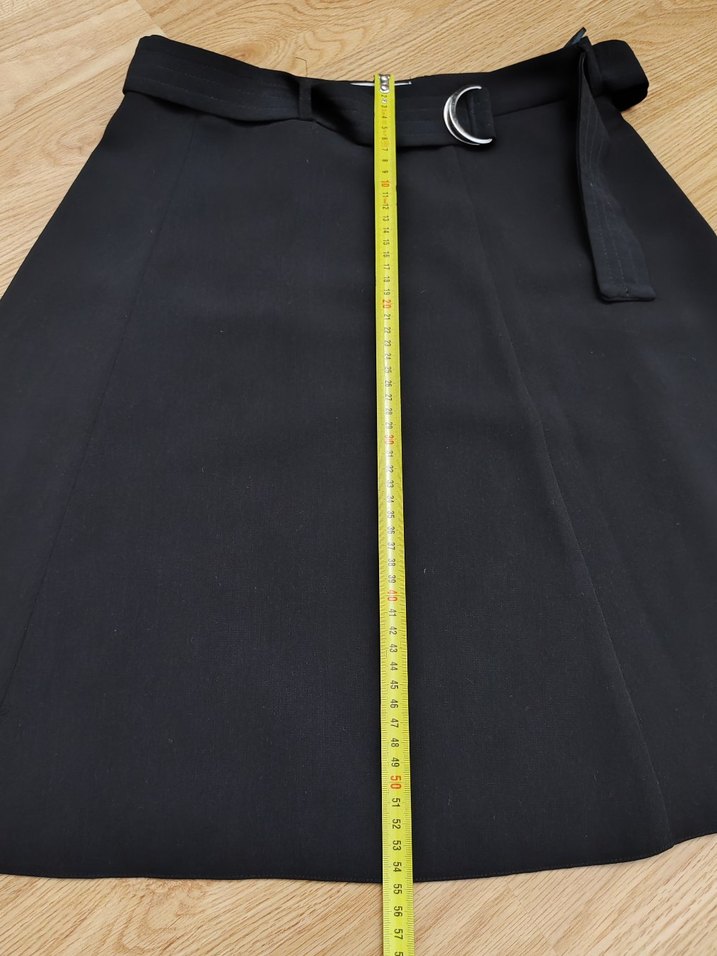 Kadın Siyah Midi Kemerli Etek - Görsel 2