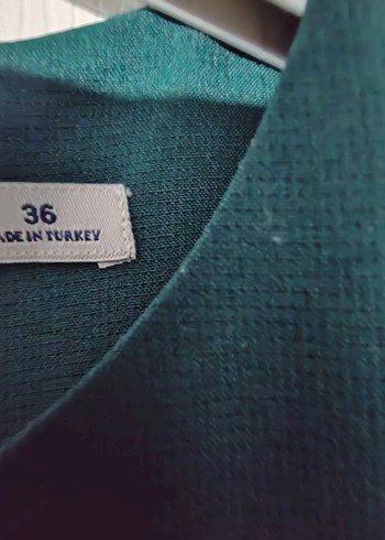 Kemer Detaylı Koyu Yeşil Midi Ofis Elbisesi - Görsel 3