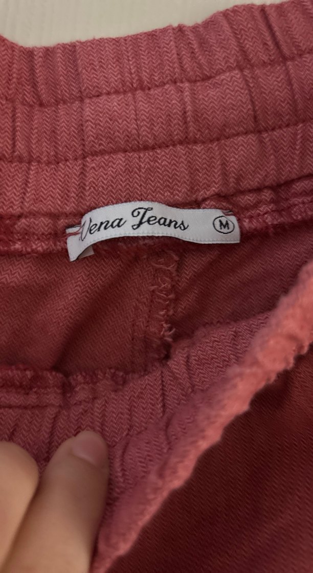 Püsküllü Kırmızı Keten Bohem Kadın Pantolon - Görsel 2