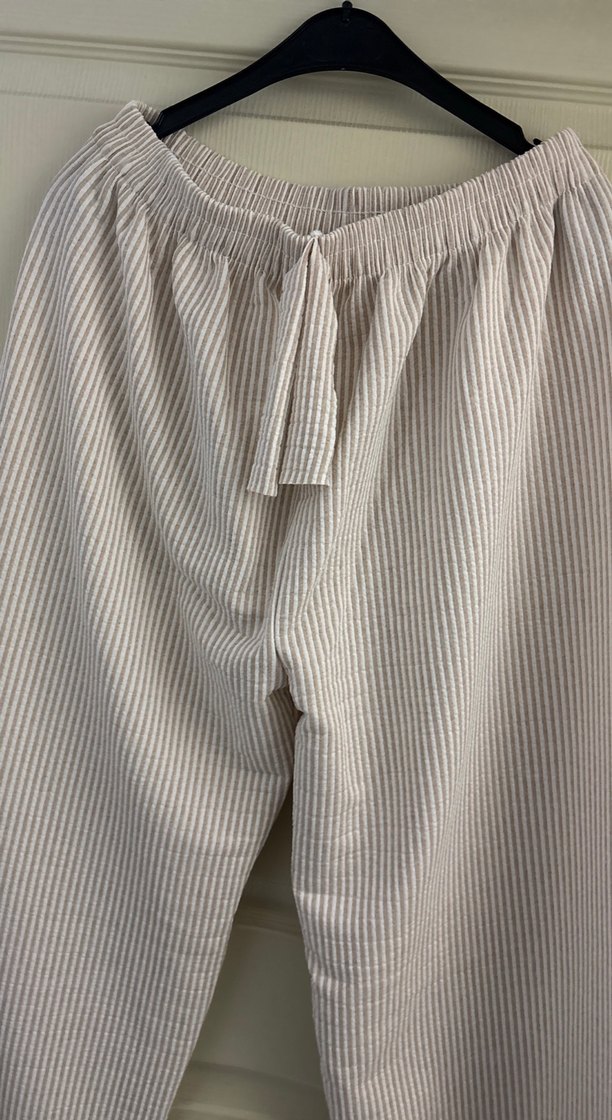 Bej Pilili Kadın Keten Pantolon - Görsel 2