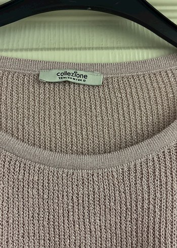 Pembe Örgü Kadın Triko Kazak - Görsel 2