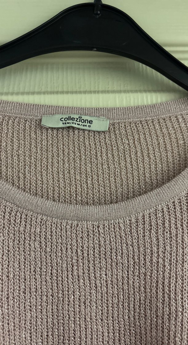 Pembe Örgü Kadın Triko Kazak - Görsel 2