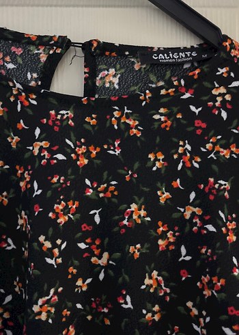 Çiçek Desenli V Yaka Uzun Kollu Bluz - Görsel 2