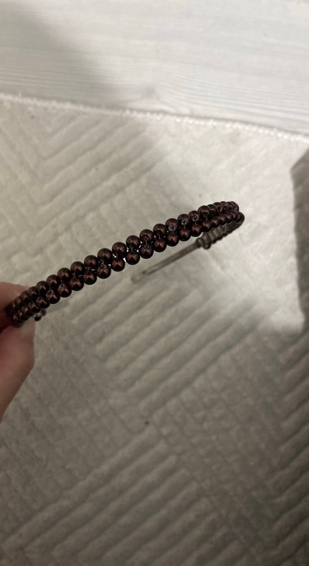 Kahverengi Boncuklu Kadın Saç Aksesuarı - Görsel 2