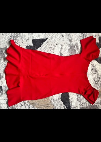 Kırmızı Fırfırlı Mini Elbise - Görsel 2