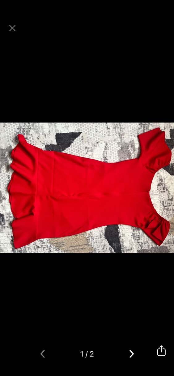 Kırmızı Fırfırlı Mini Elbise - Görsel 2