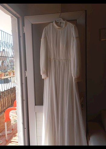 40 Beden Uzun Beyaz Kadın Elbise - Vintage Şıklık