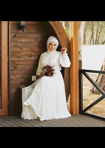 40 Beden beyaz Renk Uzun Beyaz Kadın Elbise - Vintage Şıklık