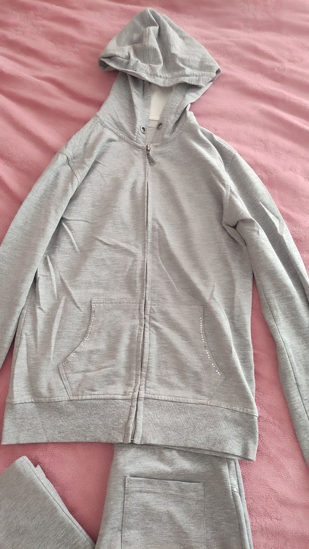 Gri Eşofman Takımı, İnce Kesim, Kapüşonlu takım - Görsel 2