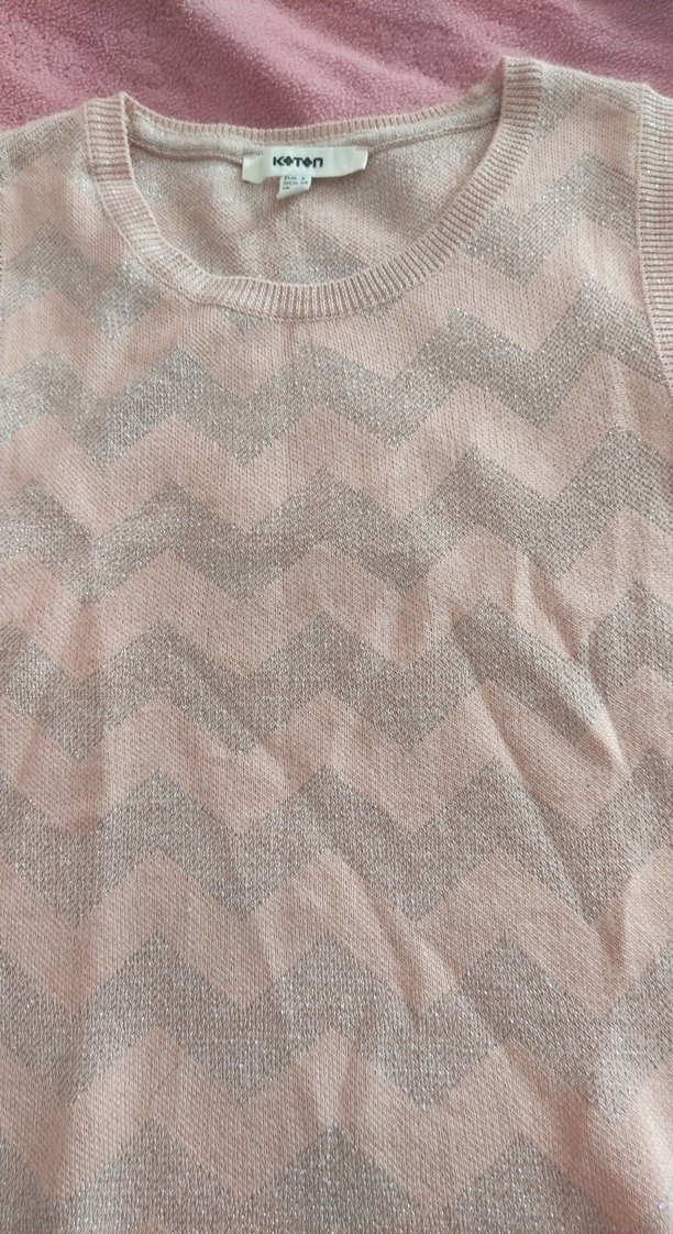 Pembe Triko Kolsuz Kadın Süveter - Görsel 5