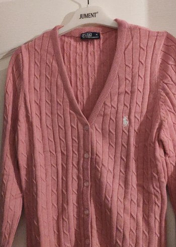 Pembe V Yaka Örgü Kadın Hırka - Görsel 2