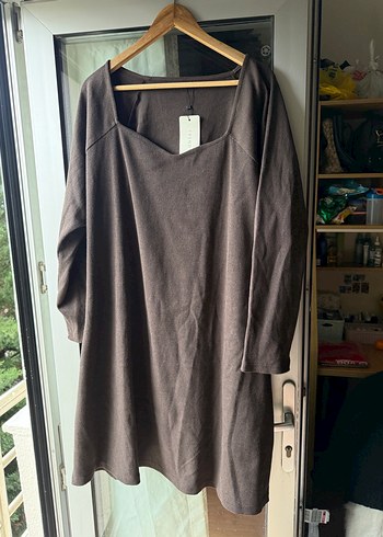 Kahverengi Süet Midi Elbise - Görsel 2