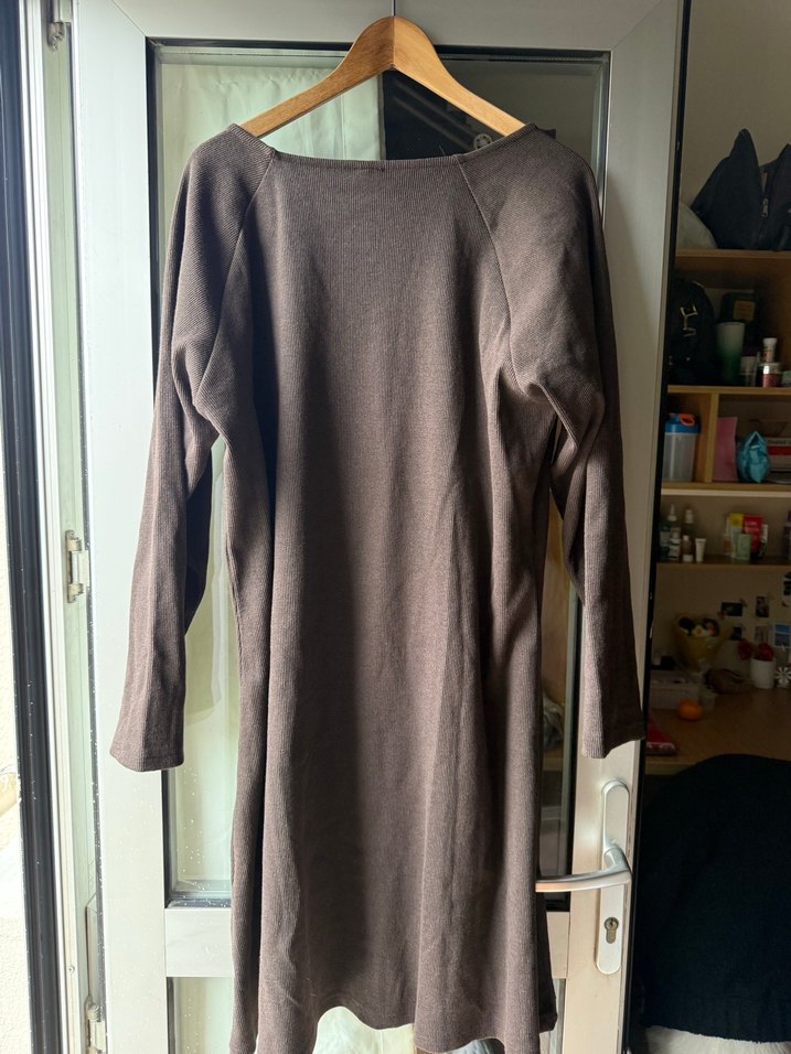 Kahverengi Süet Midi Elbise - Görsel 4