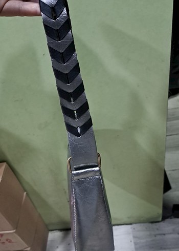 Gri Deri Kadın Omuz Çantası - Görsel 3