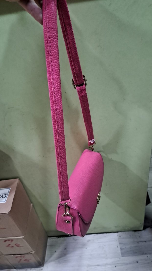 Pembe Deri Kemerli Kadın Çanta - Görsel 2