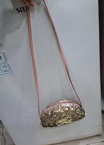 Bej Yılan Desenli Payetli Kadın Çanta - Görsel 3