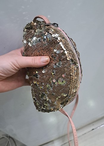 Bej Yılan Desenli Payetli Kadın Çanta - Görsel 2