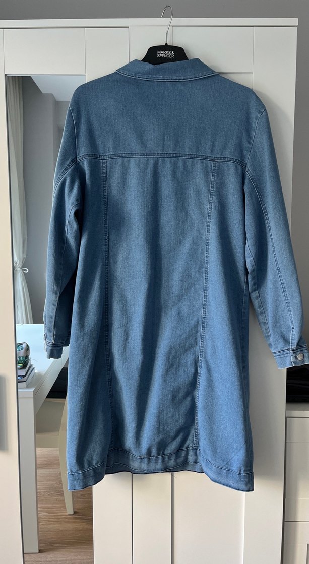 Düğmeli Mavi Kadın Denim Ceket - Görsel 3