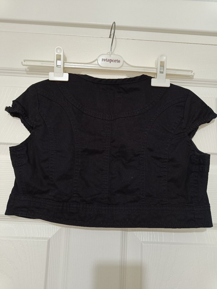 Kız Çocuk Siyah Kolsuz Bolero - Görsel 2