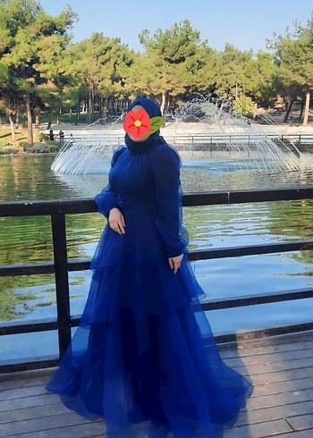 Abiye Uzun Lacivert Drapeli Gotik Abiye