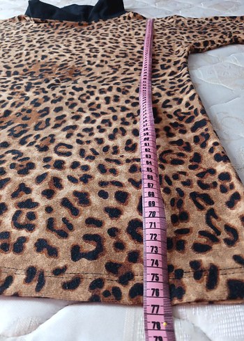 l Beden kahverengi Renk leopar tunik ,blüz