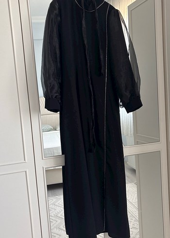 Diğer Zincir Detaylı Siyah Uzun Gotik Elbise