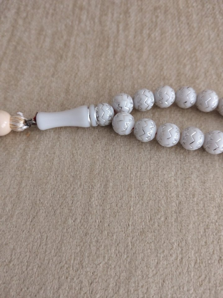 Beyaz Minimalist Erkek Tesbih - Görsel 3