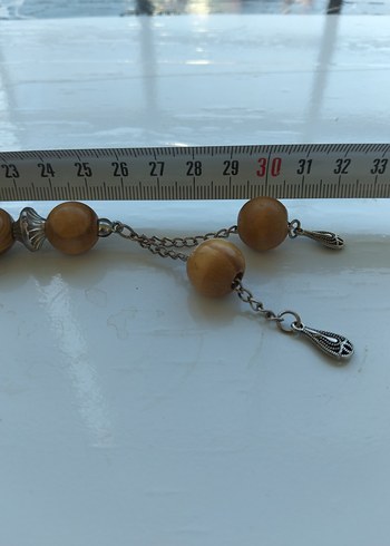 Bej Parlak Erkek Tesbih - Bohem Tarzı AĞAÇ İRİ TANELİ TESBİH - Görsel 8