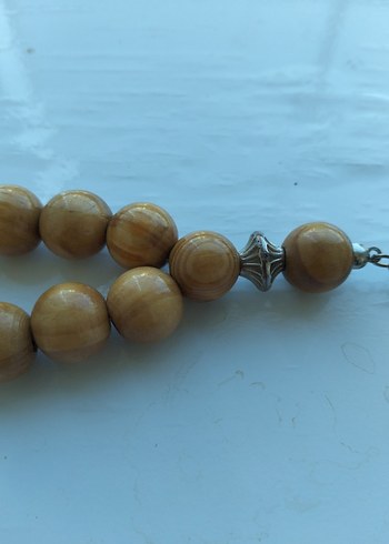 Bej Parlak Erkek Tesbih - Bohem Tarzı AĞAÇ İRİ TANELİ TESBİH - Görsel 5