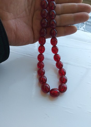 Klasik Kırmızı Erkek Tesbih İRİ TANELİ TESBİH - Görsel 2