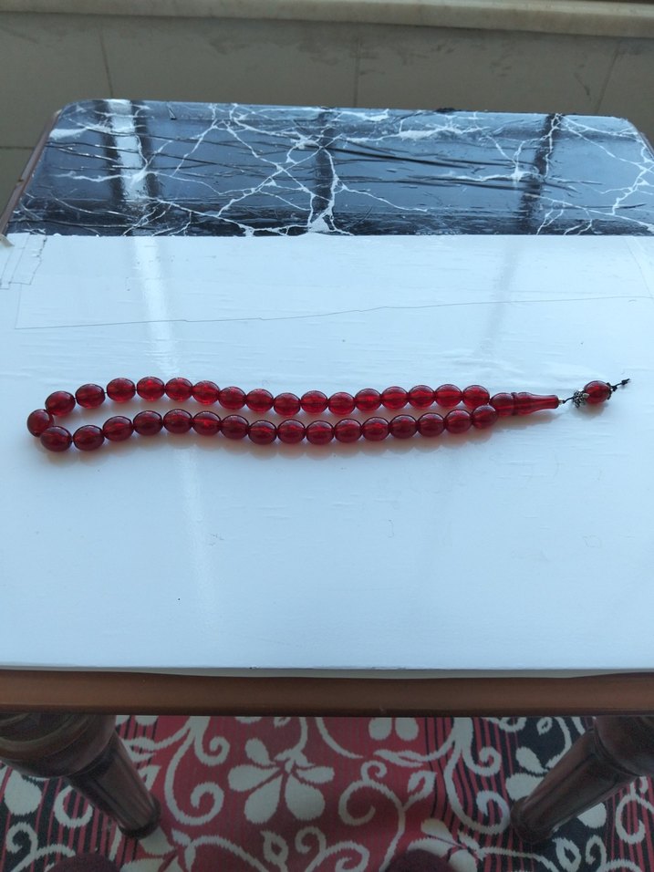 Klasik Kırmızı Erkek Tesbih İRİ TANELİ TESBİH - Görsel 3