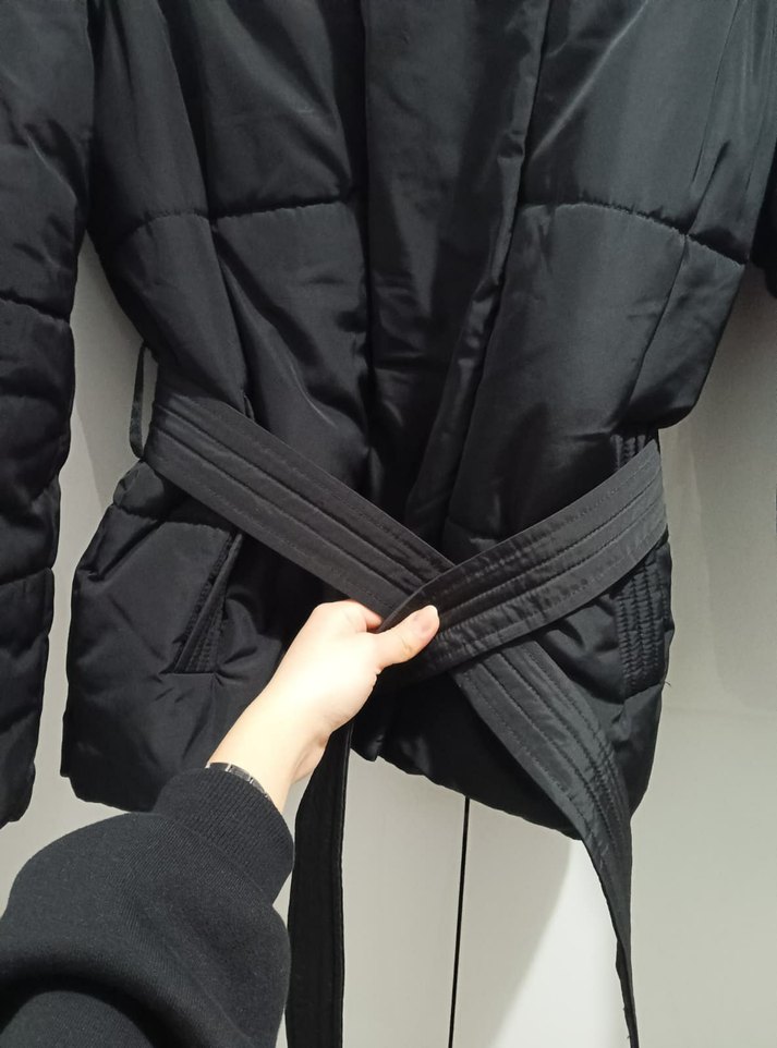 Kemerli Siyah Midi Kadın Kış Montu BOYNERDEN alındı - Görsel 3