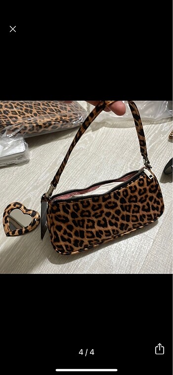 Mango leopar desenli çanta