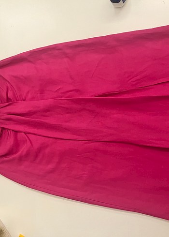 Pembe Uzun Drapeli Kadın Etek - Görsel 2