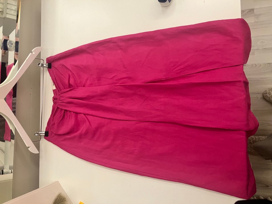 Pembe Uzun Drapeli Kadın Etek - Görsel 2