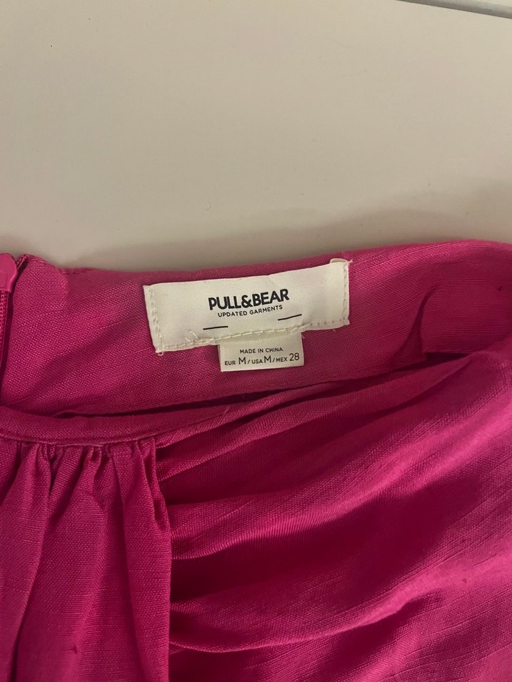 Pembe Uzun Drapeli Kadın Etek - Görsel 3