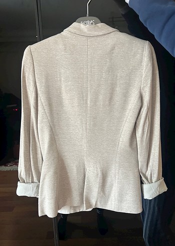 Bej Düğmeli Kadın Midi Blazer Ceket - Görsel 2