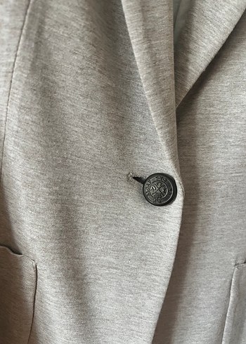 Bej Düğmeli Kadın Midi Blazer Ceket - Görsel 4