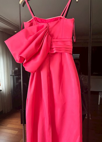 Pembe Drapeli Uzun Abiye Elbise - Görsel 5