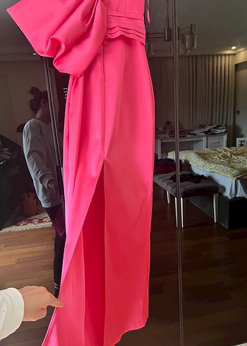 Pembe Drapeli Uzun Abiye Elbise - Görsel 3