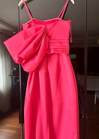 Pembe Drapeli Uzun Abiye Elbise - Görsel 2